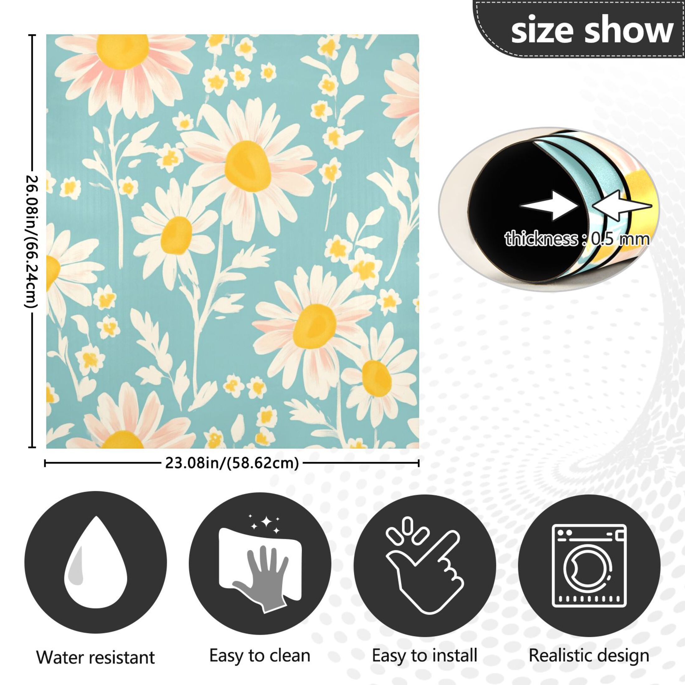 Dishwasher Magnetic Sticker 23x26 Inch Refrigerator Magnetic Sticker Washing Machine Magnetic Sticker Kitchen Panel Magnetic Sticker Home Decor Cool Cartoon Cute Flowers