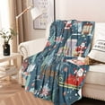 thumbnail image 2 of Dark Blue Christmas Santa Pattern Round Blanket,Comfortable Soft Flannel Throw Blanket,All Season,Warm Lightweight Blankets for Sofa Bed Couch Living Room Chair 60"x60", 2 of 5