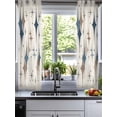 thumbnail image 2 of Brown Green Diamond Sheer Curtains 45 Inch Length 2 Panels Set for Living Room/Bedroom, Modern Geometric Middle Century Beige Kitchen Curtains Grommet Semi-Sheer Curtains Window Treatments 42"x45"x2, 2 of 7