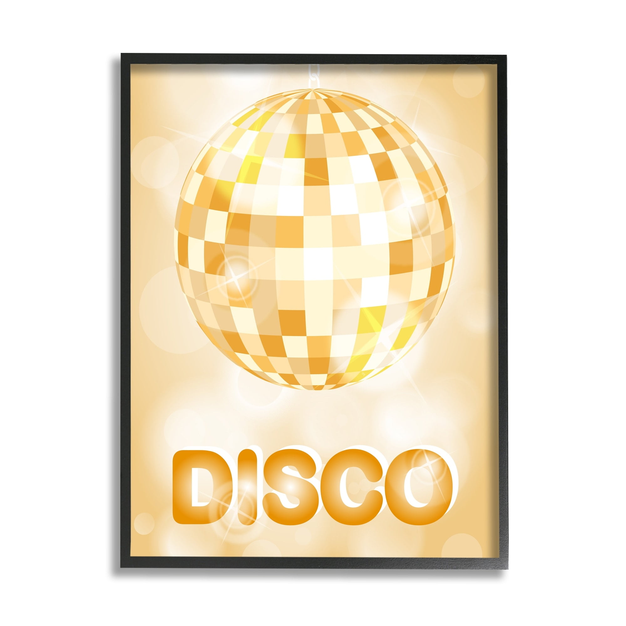 Stupell Industries Retro Glam Disco Ball Beauty & Fashion Painting Gray Framed Art Print Wall Art