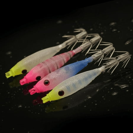 Japanese squid needle bionic bait cloth rubber soft wooden shrimp small bucket squid hook fishing bait Cieatiam