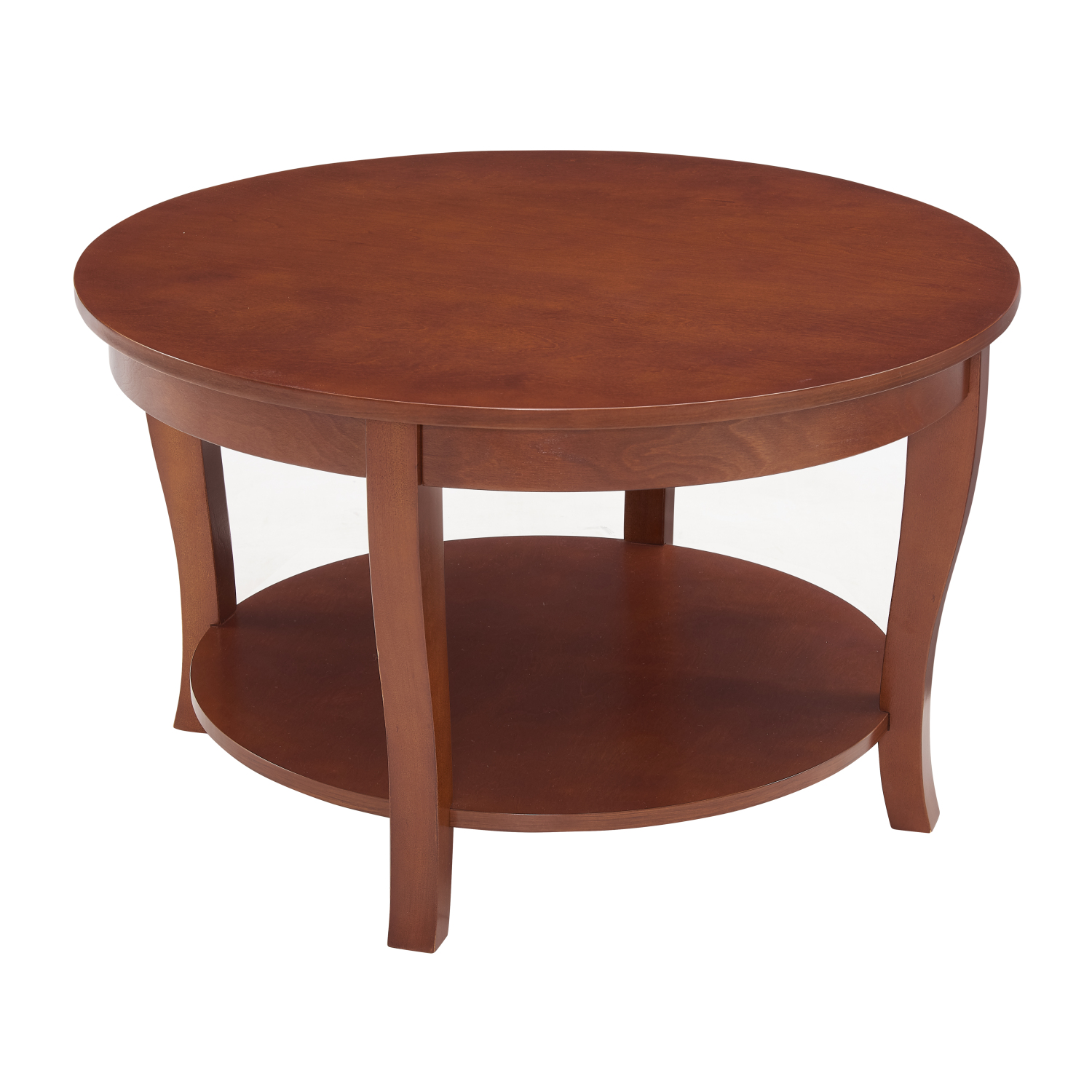 Traditional Round Coffee Table with Open Storage Shelf