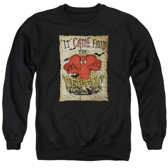 Trevco Sportswear LT191-AS-3 Looney Tunes The Depths Adult Crewneck Sweatshirt, Black - Large