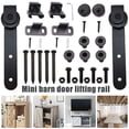 thumbnail image 2 of Sliding Barn Door Hardware Kit Smooth and Quiet Super Mini Barn Door Track Kit Durable Easy Assembly Door Panel Accessories for Cupboard TV Stand Closet Window, 2 of 8