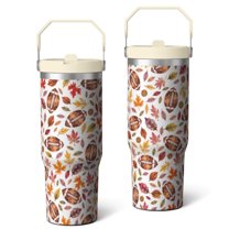 30 Oz Tumbler Maple Leaf Rugby in Autumn Tumbler with Lid and Straw, Birthday Gift Cup for Friend Women Men Coffee Travel Mug Thanksgiving Day Halloween Christmas Gift Water Bottle