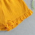 thumbnail image 4 of Coerni Baby Toddler Girls Clothes Solid Colour One Shoulder Flared Sleeve Top Ruffle Shorts Set Girls Summer Outfits, 4 of 5