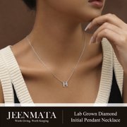 JeenMata Jewelry JeenMata Lab Grown Diamond Initial “H” Letter Necklace – Elegant Alphabet Pendant Gift – 18K White Gold Plating for Women