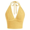 thumbnail image 6 of Gunia Womens Tank Tops Summer V Neck Hollow Knit Camisole Sleeveless Beach Boho Casual Stretchy Comfortable Breathable Womens Camisole Yellow, 6 of 6