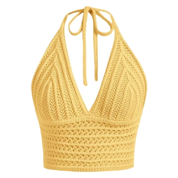Afdoent Tank Tops For Women Summer V Neck Hollow Knit Camisole Sleeveless Tank Top Beach Boho Casual Stretchy Comfortable Breathable Classic Womens Tops