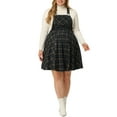 thumbnail image 2 of Agnes Orinda Women's Plus Size Elegant Chic Plaid Overalls Fashionable Midi Skirts 2X Black, 2 of 7