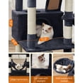 thumbnail image 4 of Feandrea Cat Tree, 66.1-inch Large Cat Tower with 13 Scratching Posts, 2 Perches, 2 Caves, Basket, Hammock, Pompoms, Multi-Level Plush Cat Condo for Indoor Cats, Smoky Gray, 4 of 7