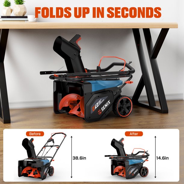 SENIX 40V 18-inch Cordless Snow Blower with 2 x 5.0Ah Batteries