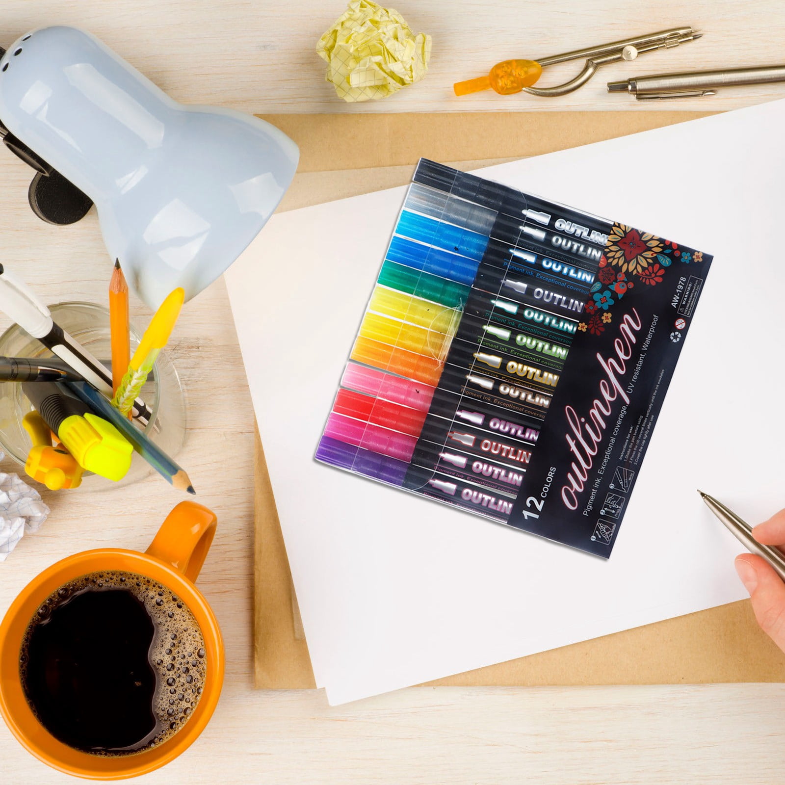 36 Piece Colored Pencil Set D 13x2 cm Double Line Outline Pen Set by Dusknt Glitter Gel Pens for Adult Coloring Books DIY Crafts Scrapbooking