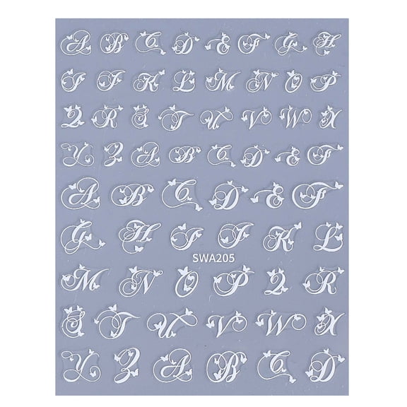 Nail Art Stickers Decals, Letter Nail Stickers, 1 Sheet, Self-Adhesive English Alphabet Nail Decals for DIY Women Manicure Decoration Accessories