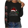 thumbnail image 2 of Babysbule Christmas Tops for Women Fashion Women's Christmas Printed T-shirt Long Sleeves Blouse Round Neck Casual Tops Sweatshirt, 2 of 4