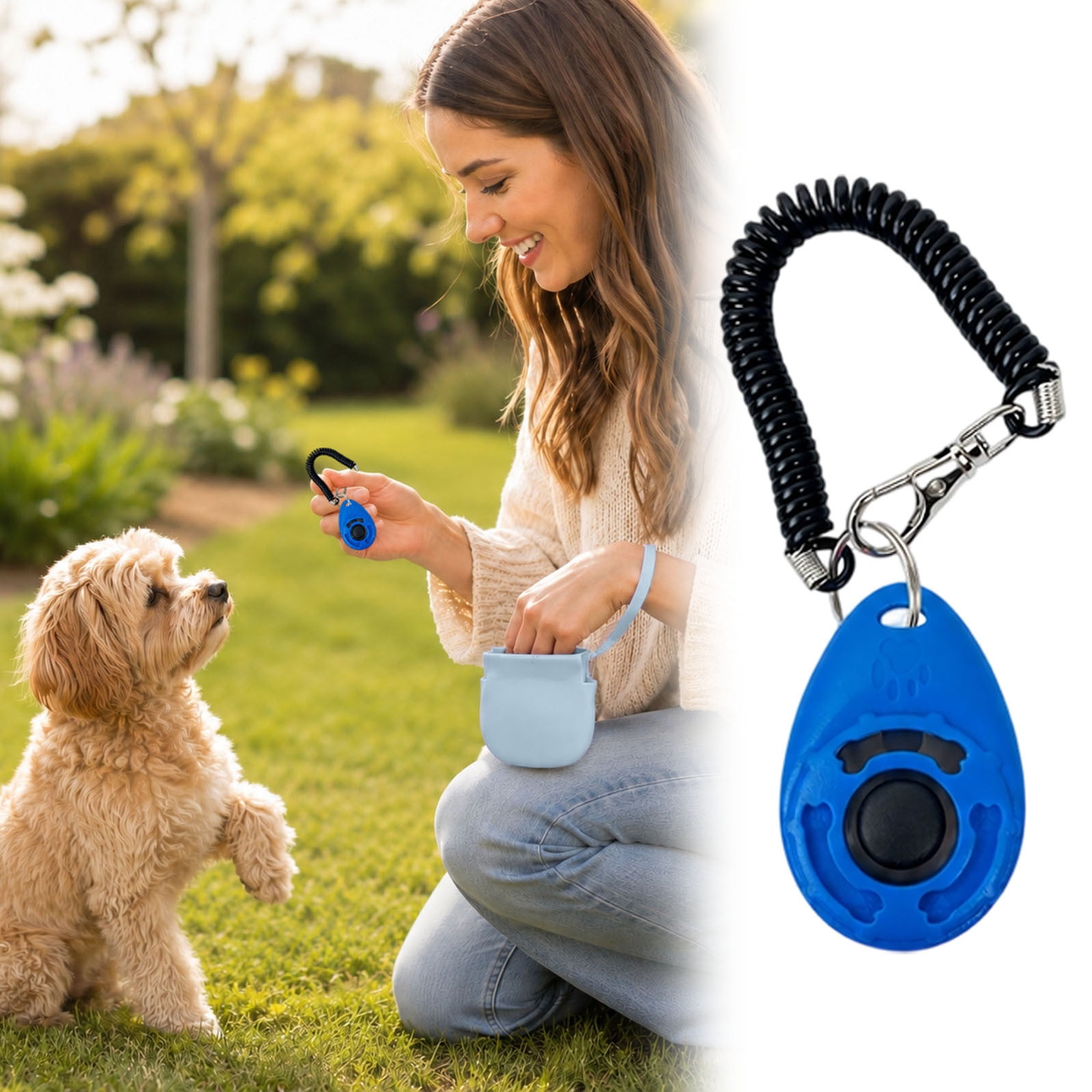 Dog Training Clicker with Elastic Spiral Wrist Band Practical Pet Training Behavior Training Tool