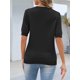 thumbnail image 3 of Top MEROKEETY para mujer, manga corta, cuello en V, de verano, negro, 3 of 6