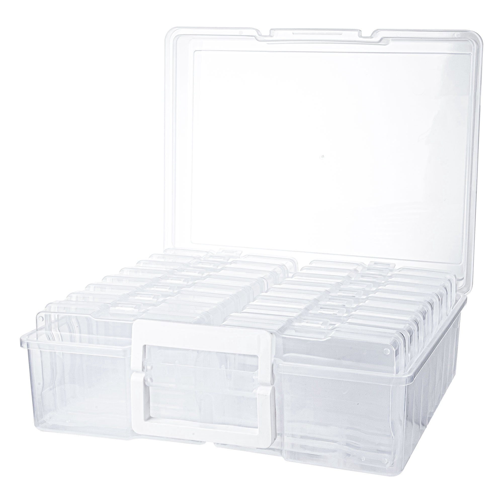 Clear Photo Organizers and Photo Storage Box with Handle, 16pcs 4x6in samll boxes inside