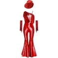 thumbnail image 3 of TTAO Combinaison Disco Métallique Brillante pour Filles avec Accessoires, Rétro, Franges, Danse Funky, Rouge 14, 3 of 6