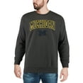 thumbnail image 3 of Men's Colosseum Charcoal Michigan Wolverines Arch & Logo Crew Neck Sweatshirt, 3 of 4