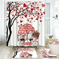 thumbnail image 4 of KCEHTA 4 Pcs Valentine's Day Shower Curtain Set with Non Slip Rugs Toilet Lid Cover U Shape Bath Mat Love Heart Shower Curtain Valentines Bathroom Decor, 4 of 6