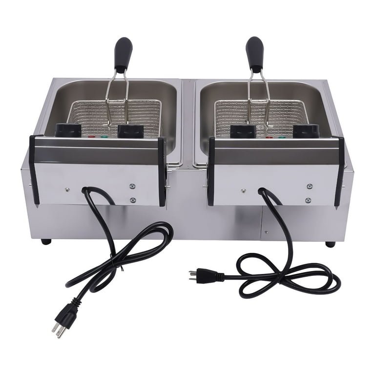 Zimtown Commercial 12L 5000W Professional Electric Countertop Deep Fryer  Dual Tank Stainless Steel for Restaurant