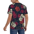 thumbnail image 2 of Lsque Roses Skulls Pattern Mens Polo Golf Shirts Funny Graphics Shorts Sleeve Button Shirts Baseball T-shirt-4X-Large, 2 of 7