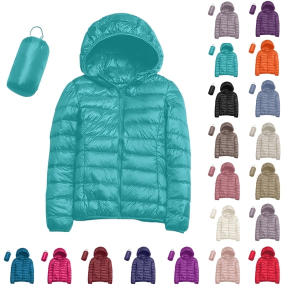larppty Women's Hooded Packable Ultra Light Weight Short Down Jacket（Blue，XXXL）