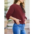thumbnail image 3 of CUPSHE Womens Ribbed Knit Pullover Sweater 2024 Fall Long Sleeve Twist Back Crewneck Fashion Sweater Tops, Size S., 3 of 5