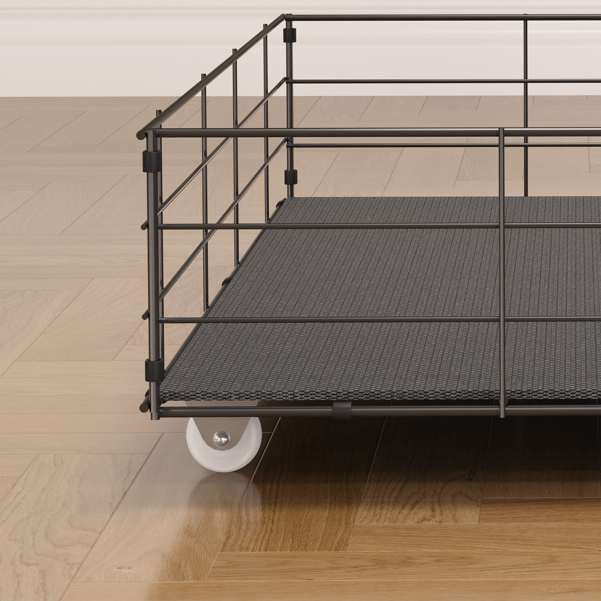 PAPROOS Queen Size LED Bed Frame with Drawers, Linen Upholstered Bed, Metal Platform Bed with Soft Cushioned Headboard for Adults Teens, Dark Grey