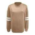 thumbnail image 4 of UJNDER Women's Color Block Drop Shoulder Crewneck Sweatshirt Long Sleeve Loose Fit Autumn Winter Khaki XL, 4 of 4