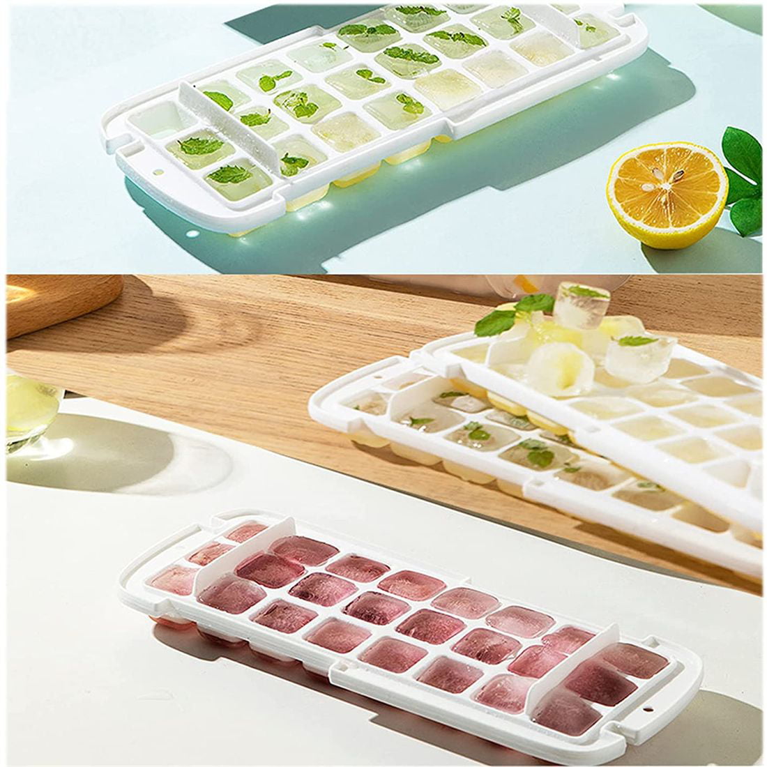 Silicone Ice Cube Tray with Lid container & scoop, Flexible & BPA Free  Silicone Mold Making 32Pcs x0.4 Oz Small Square Ice Cubes for Chingling