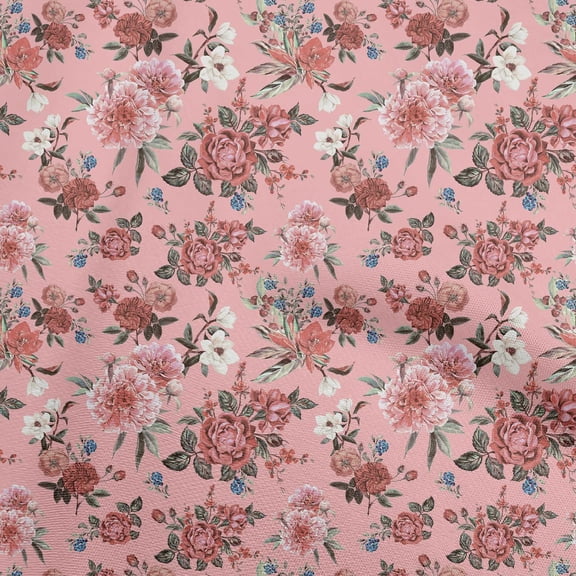 oneOone Polyester Spandex Pink Fabric Florals Quilting Supplies Print Sewing Fabric By The Yard 56 Inch Wide