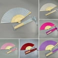 thumbnail image 2 of Dbuoem Silk Folding Fan Bamboo Hand Fans with Organza Bags Wedding Guests Fans Party Decoration, 2 of 8