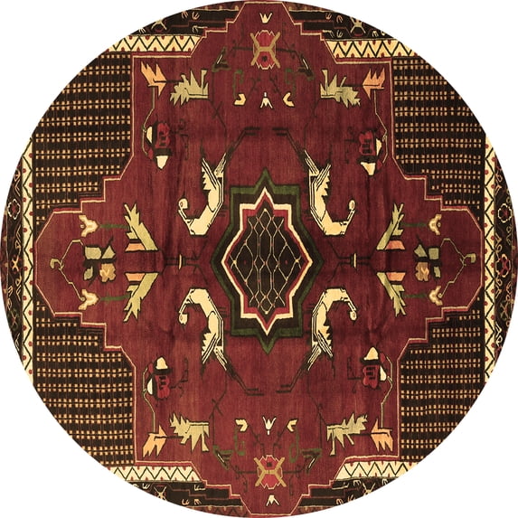 Ahgly Company Indoor Round Persian Brown Traditional Area Rugs, 4' Round