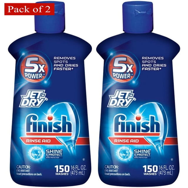 Abrillantador Finish Jet-Dry, 16 oz, abrillantador y secante para lavavajillas (paquete de 2)