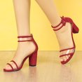 thumbnail image 2 of Sandalias Punta Abierta Clara Correa De Tobillo Talón Grueso Para Mujer Rojo 38, 2 of 7
