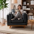 thumbnail image 3 of MCombo 41.9'' Wide Genuine Leather Accent Chair for Living Room, Office, Black, 3 of 10