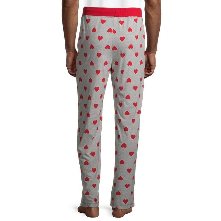 Pink With Black Heart Valentine Print Pajama Pants Jersey Knit