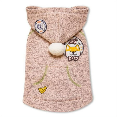 UPC: 0858342022408 | Touchdog Hippie Embellished Designer Sleeveless Pompom Pet Dog Hooded Sweater