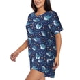 thumbnail image 2 of Bixox Women's Cartoon Sharks2 Printed Pajama Set 2 Piece Lounge Set Top and Shorts Soft Pajamas, Shorts with Pockets, 2 of 7