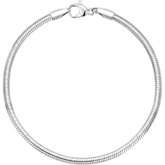 CROPD Charm Bracelets for Women, 925 Sterling Silver Plated/14k Gold Bracelet 3mm Dainty Snake Chain Bracelet Men Non Tarnish Jewelry Gifts for Her
