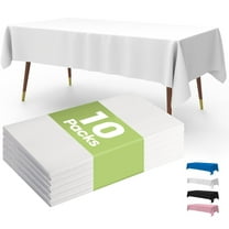 Premium Disposable Table Cloth,10 Pack, 54 x 108 Inch Table Cloths for Parties, Rectangle Plastic Table Cover - White