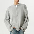 thumbnail image 7 of LNWUY Men's Fashion Casual Solid Color Button Shirt Fashion Soft Breathable Comfortable Long Sleeve Round Collar Blouse Gray L, 7 of 7