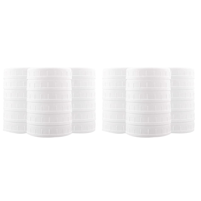 36 Pack Plastic Regular Mouth Mason Jar Lids for Ball, Kerr and More - Food Grade White Plastic Storage Caps