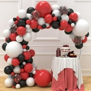 JOYYPOP 129pcs Red Black White Balloon Arch Garland Kit Different Size 18 12 5 Inch Red Black Confetti Latex Balloons for Graduation Birthday Casino Theme Party
