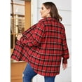 thumbnail image 3 of Weardear Plus Size Flannel Shirts for Women Plaid Button Down Shirts Roll Up Long Sleeve Tops, 3 of 5