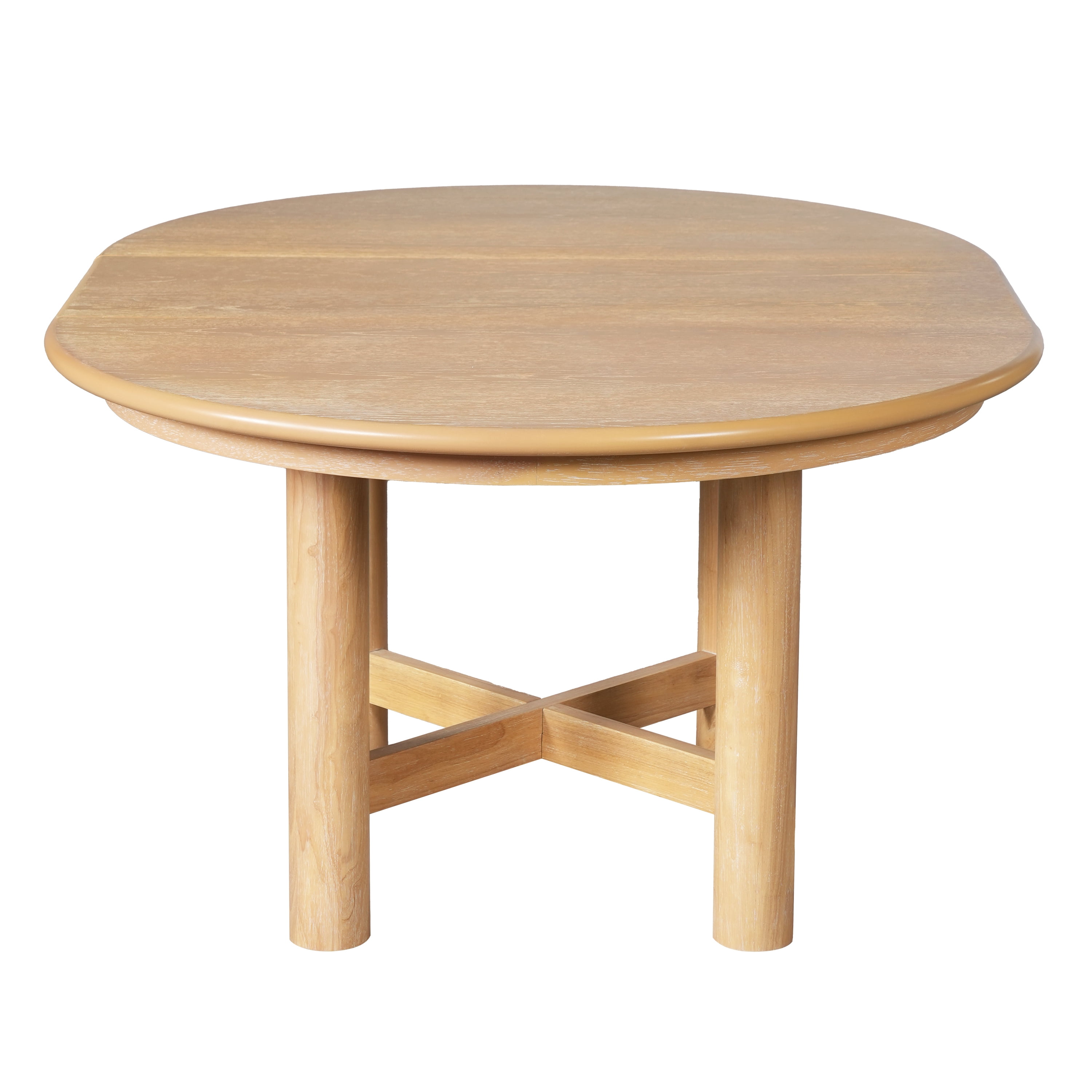 Euroco 47"-63" Extendable Round Dining Table for 4-6,Modern Oval Kitchen Table with Removable Leaf and Heavy Duty Wood Base,Space Saving for Kitchen Living Room,Natural