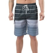 Men's Swim Trunks, Quick Dry Board Shorts, Colorful Stripe Swimming Shorts