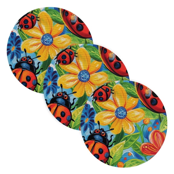 BZSMCE Mats for Pots,Pans Place Cute Ladybug Simple Style Pattern Pot Mats